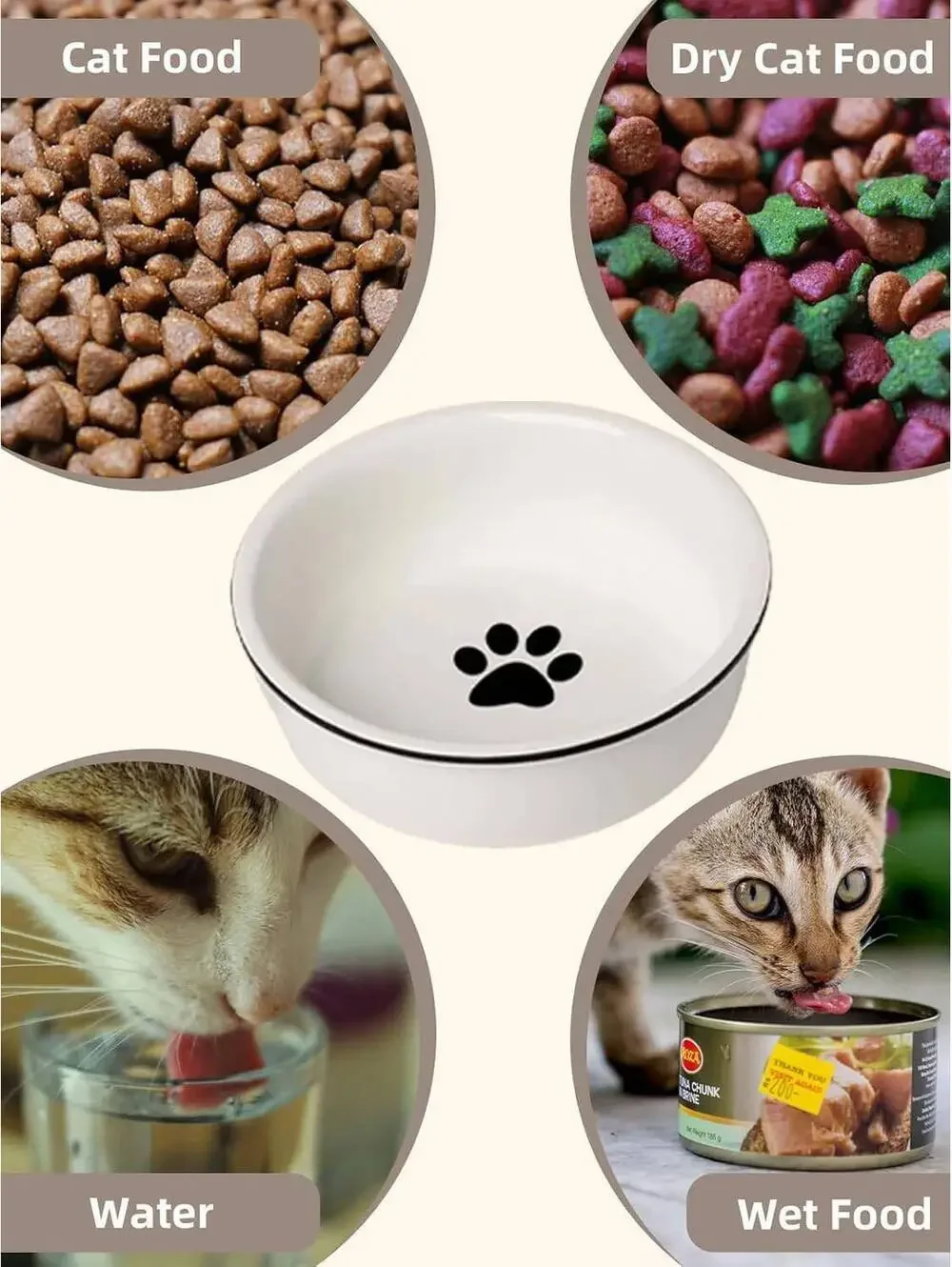 Raised Ceramic Dog Bowls with Metal Stand, 15oz Double Bowl Set